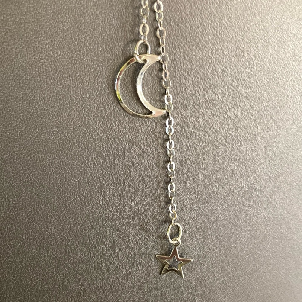 Silver Moon and Star Pendant Necklace - Picture 8 of 8